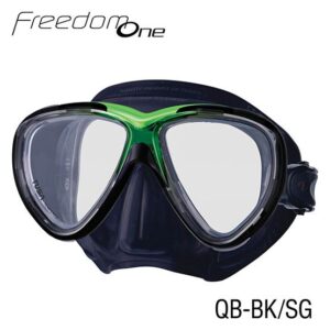 Máscara de Buceo TUSA Freedom One M-211SQB-BK/SG – Doble Lente, Silicona Negra, Profesional