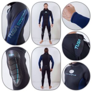Traje de Neopreno TUSA Control + Plus TFS32EMBU 3mm – Buceo, Snorkel, Aguas Cálidas, Unisex