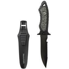 Cuchillo de Buceo XS Scuba KN750BK – Acero Inoxidable, con Funda, Corte de Emergencia